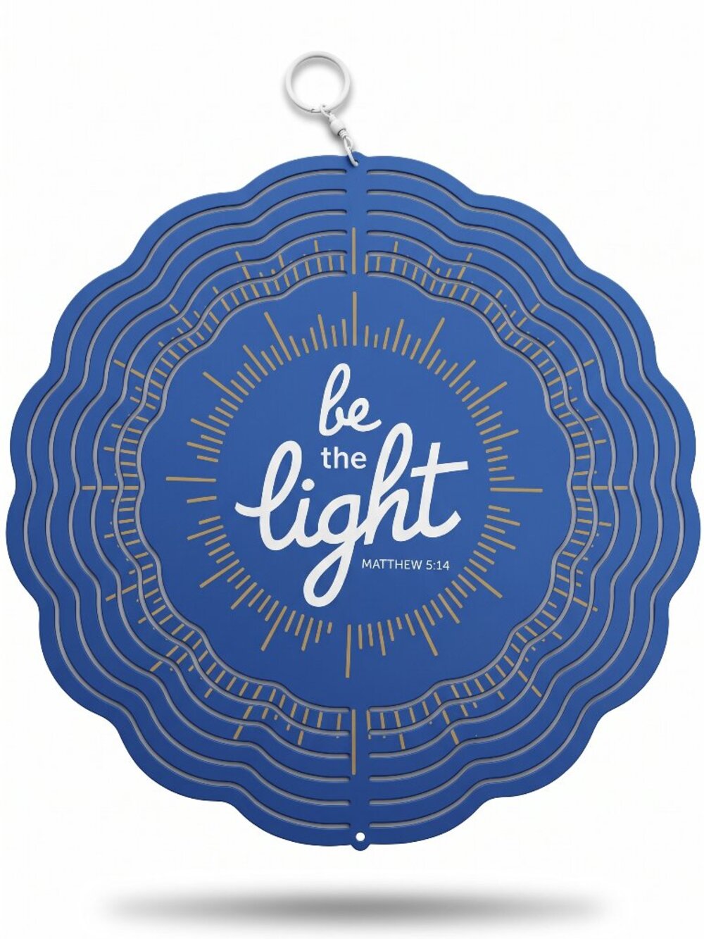 10" Be The Light Matthew 5:14 Kinetic Wind Spinner - Blue Hanging Yard Decor